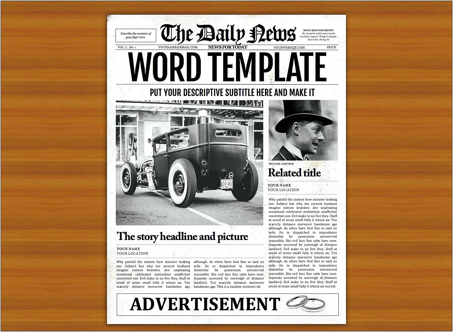 Old Fashioned Newspaper Template For Word