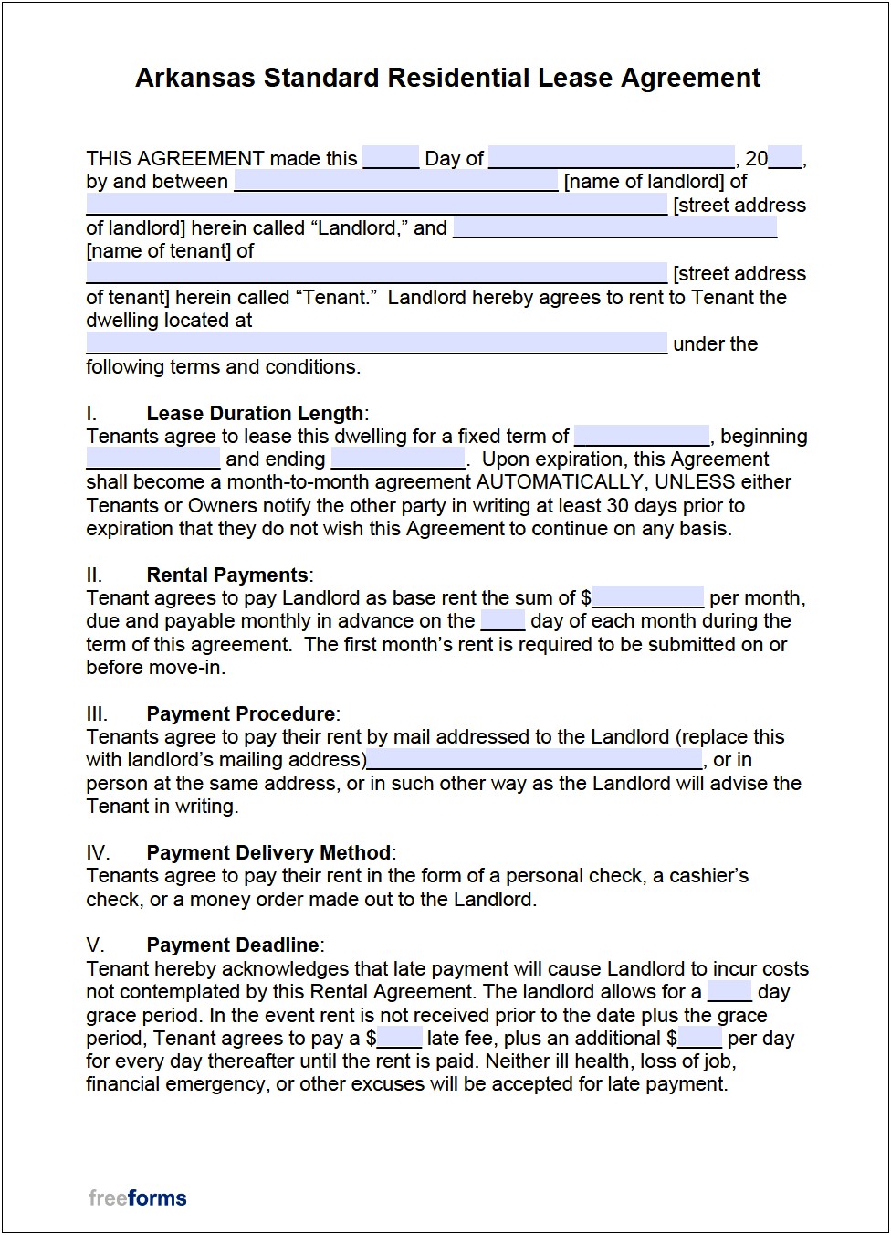 One Page Lease Agreement Template For Download