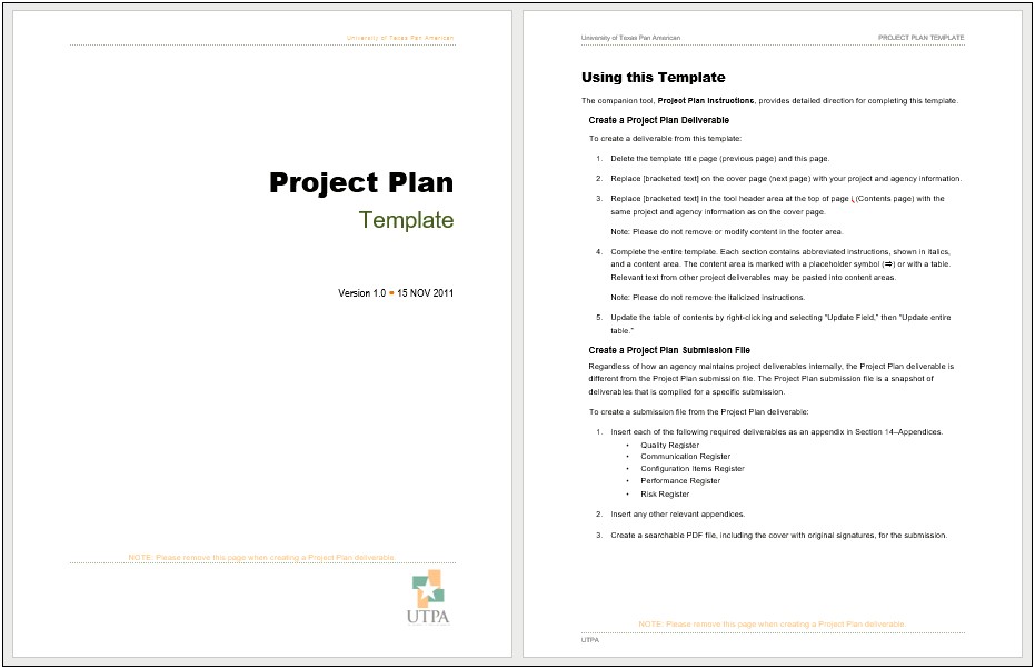One Page Project Plan Template Word