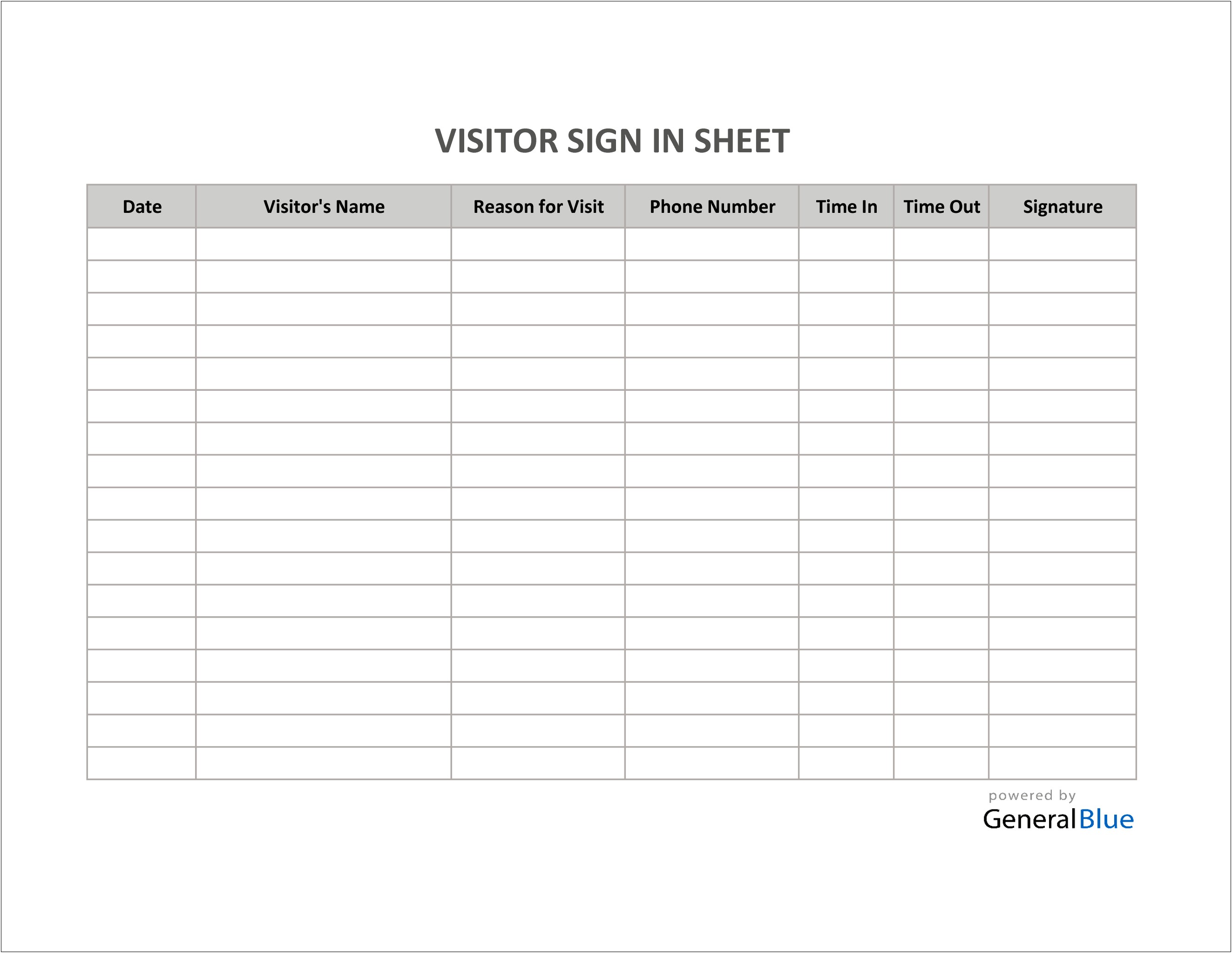 Open House Sign In Sheet Template Word