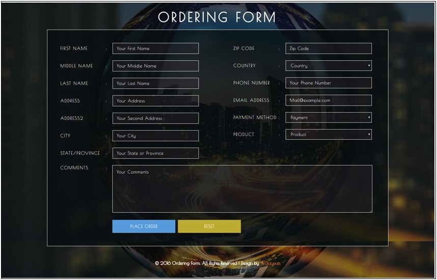 Order Form Template Html Free Download