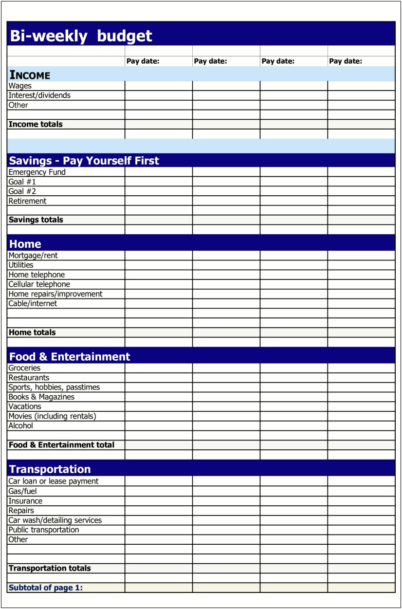 Original Microsoft Excel Budget Template Download