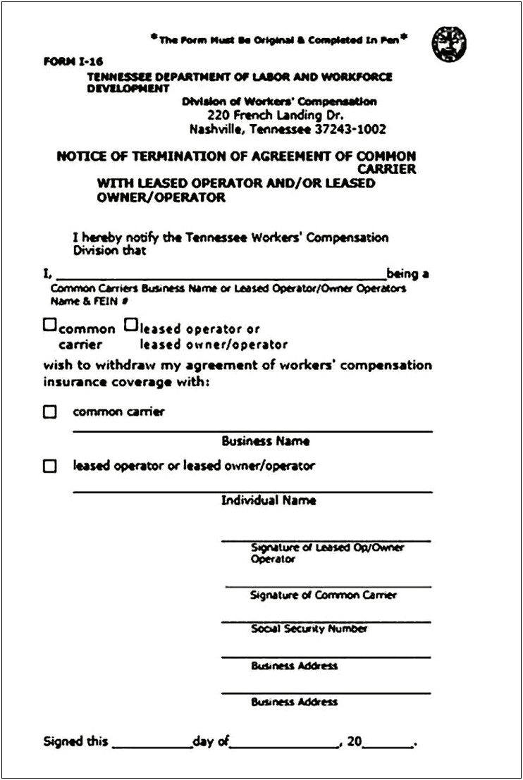 Owner Operator Lease Agreement Template Word