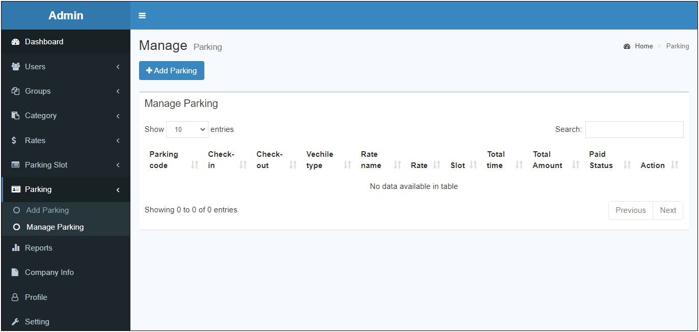 Parking Management System Template Free Download