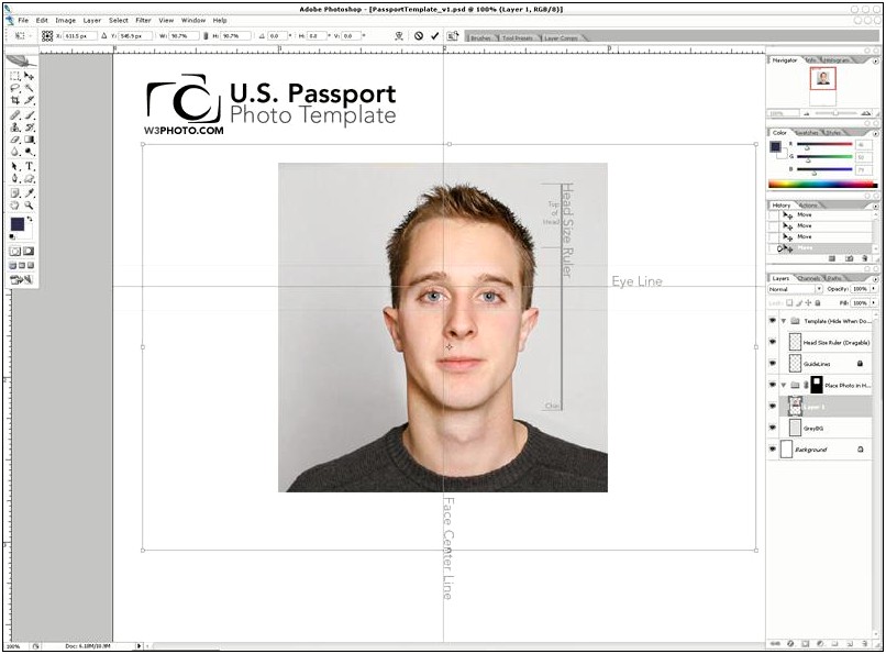 Passport Size Photo Transparent Template For Photoshop Download