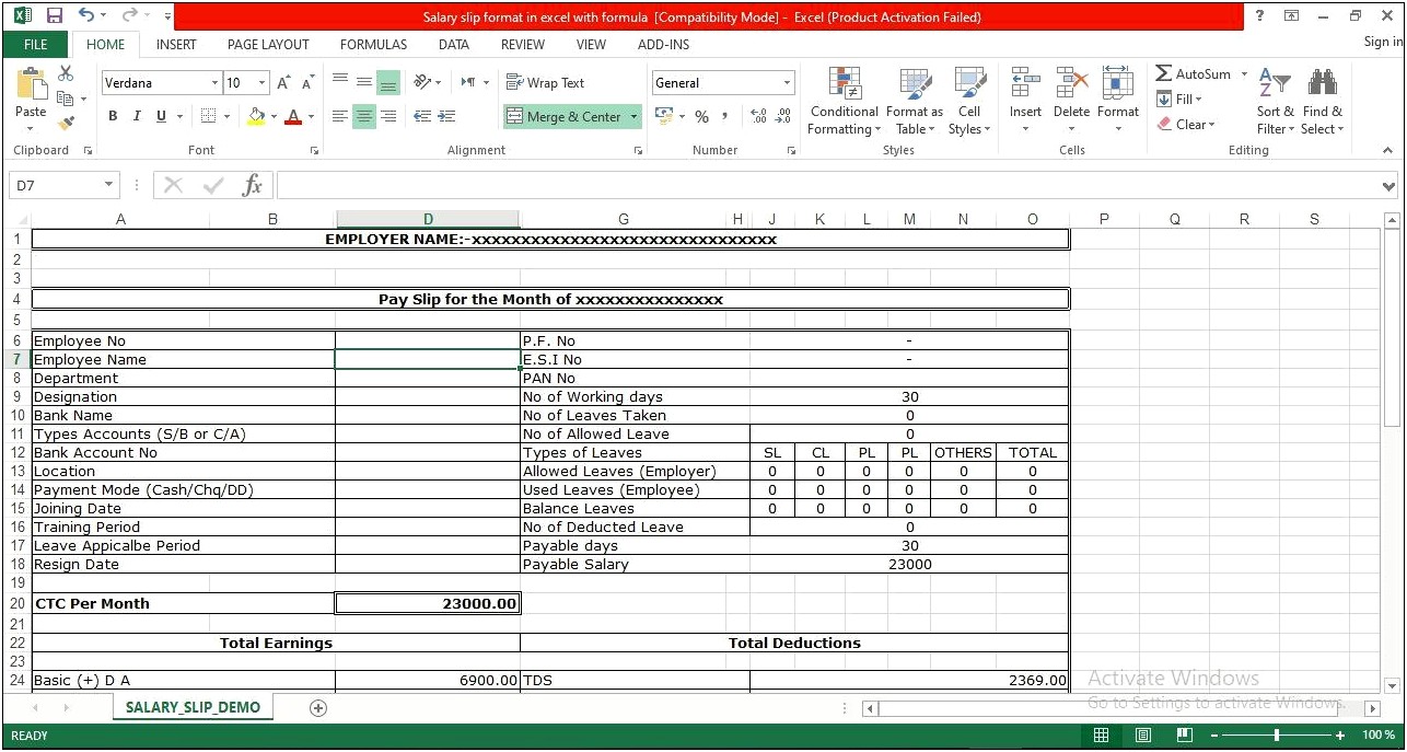 Payroll Template In Excel Free Download