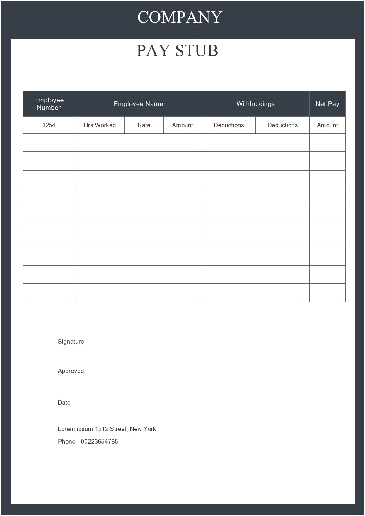 Payroll Template With Stubs Ms Excel Download