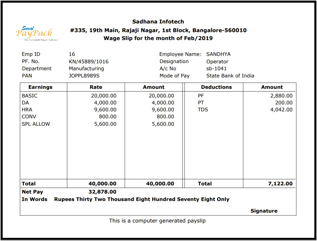 Payslip Template Word Document South Africa
