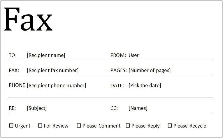 Personal Fax Cover Sheet Template Word