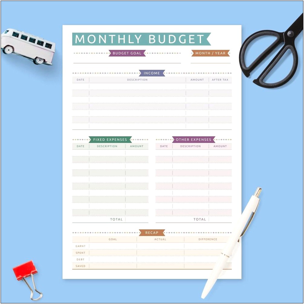Personal Monthly Budget Template Free Download