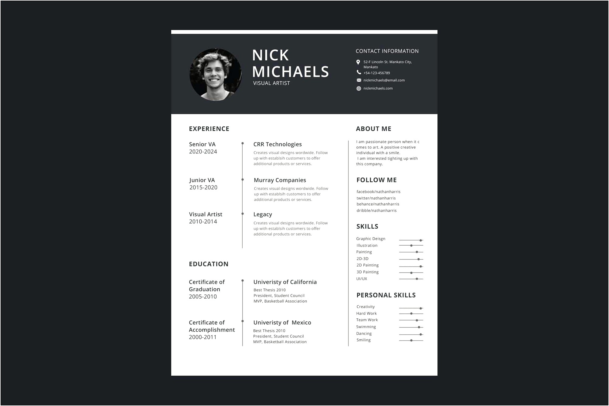 Personal Profile Template Psd Free Download