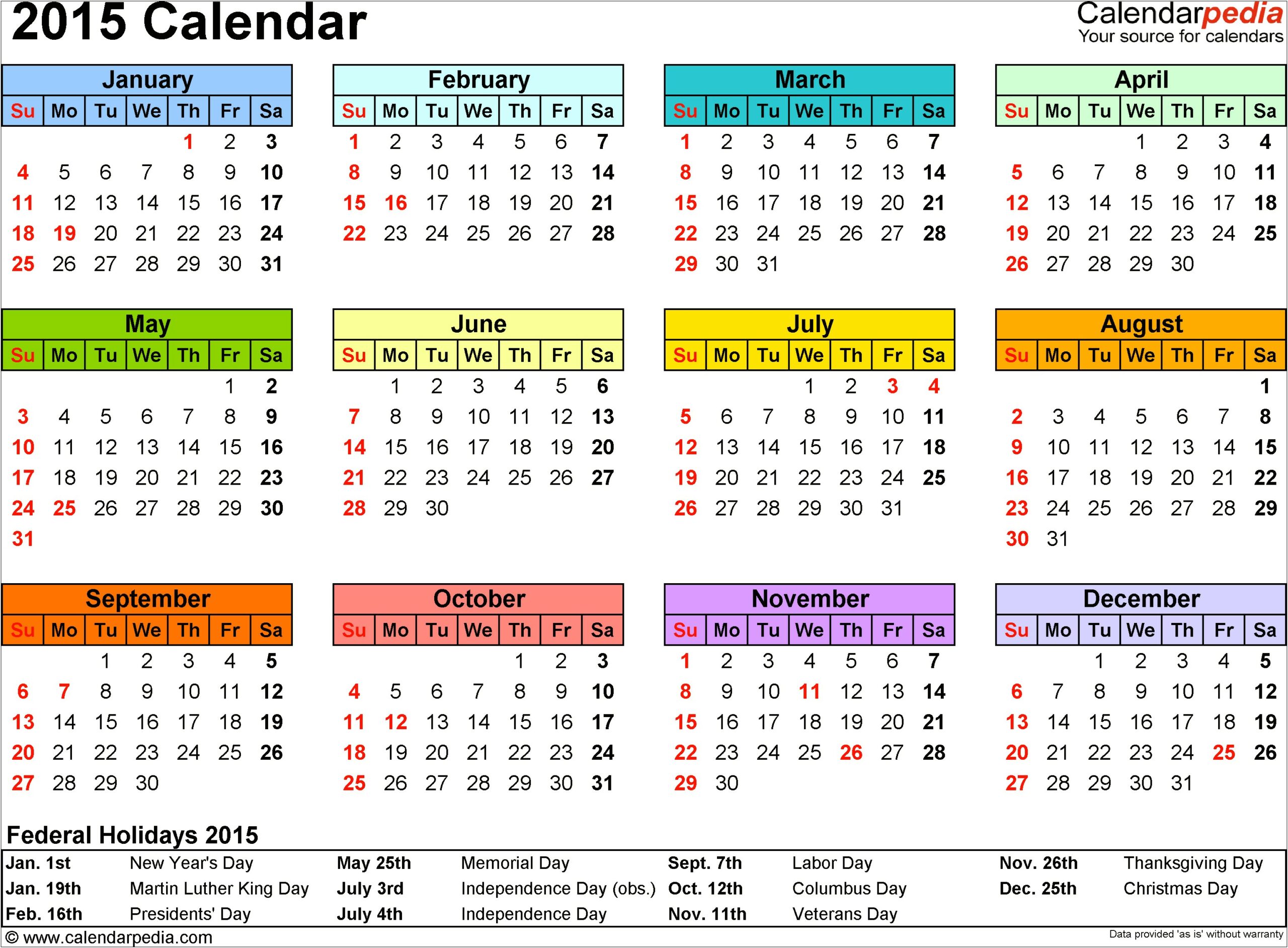 Photo Calendar Template 2015 Free Download