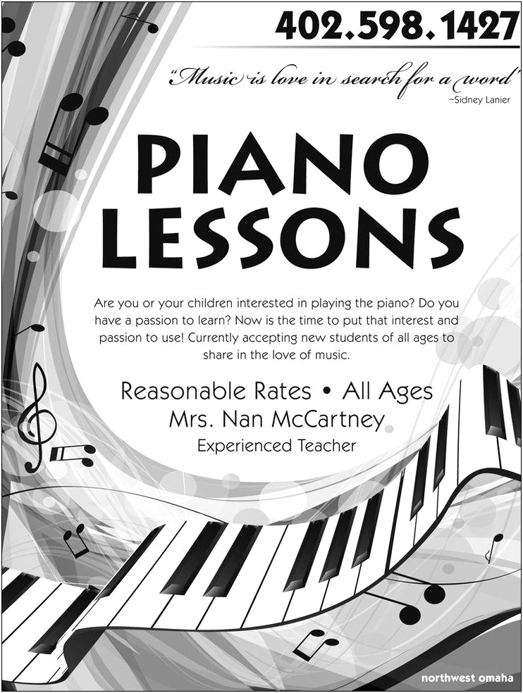Piano Lesson Flyer Handout Template Word Download