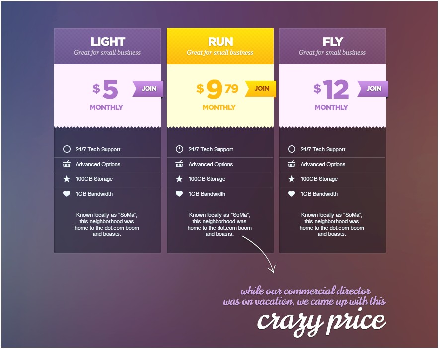 Pricing Table Template Free Download Psd
