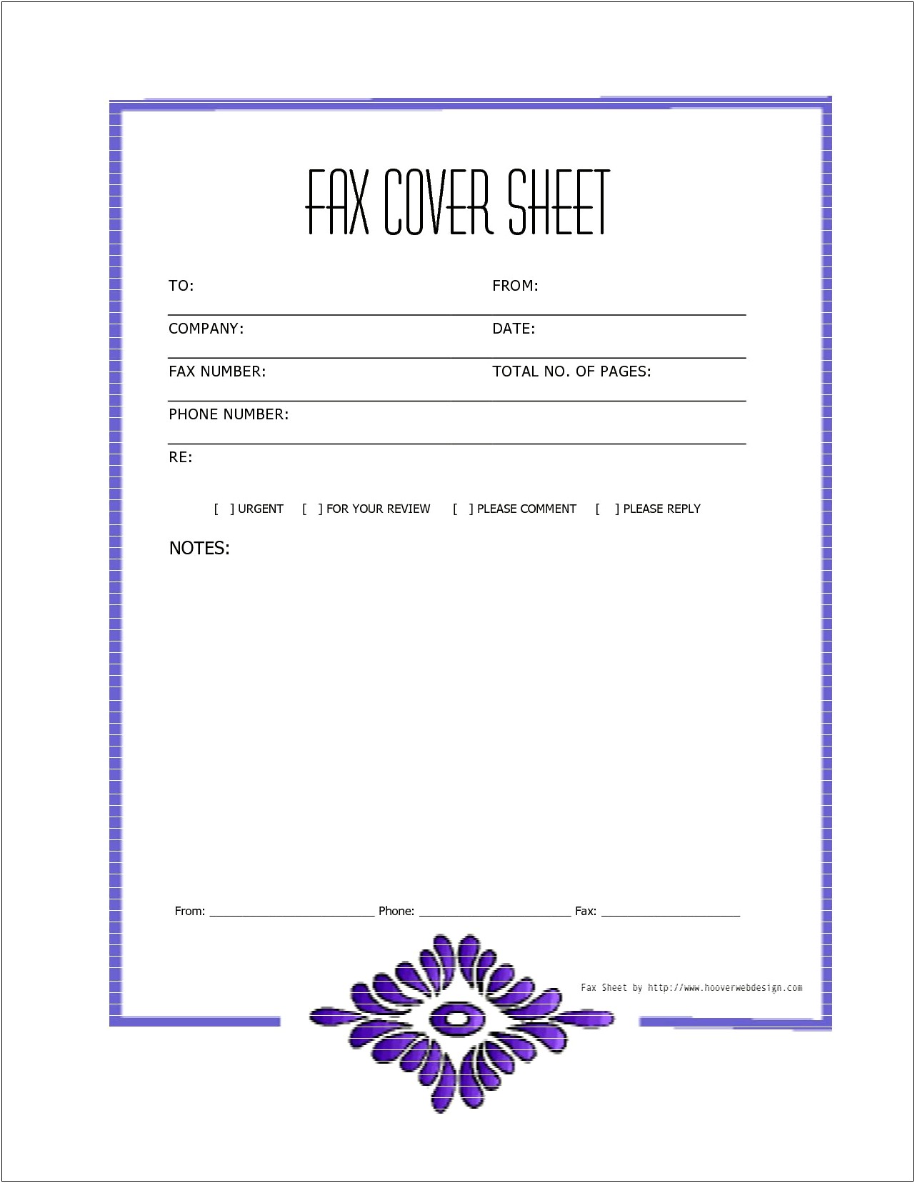 Printable Fax Cover Sheet Template Word