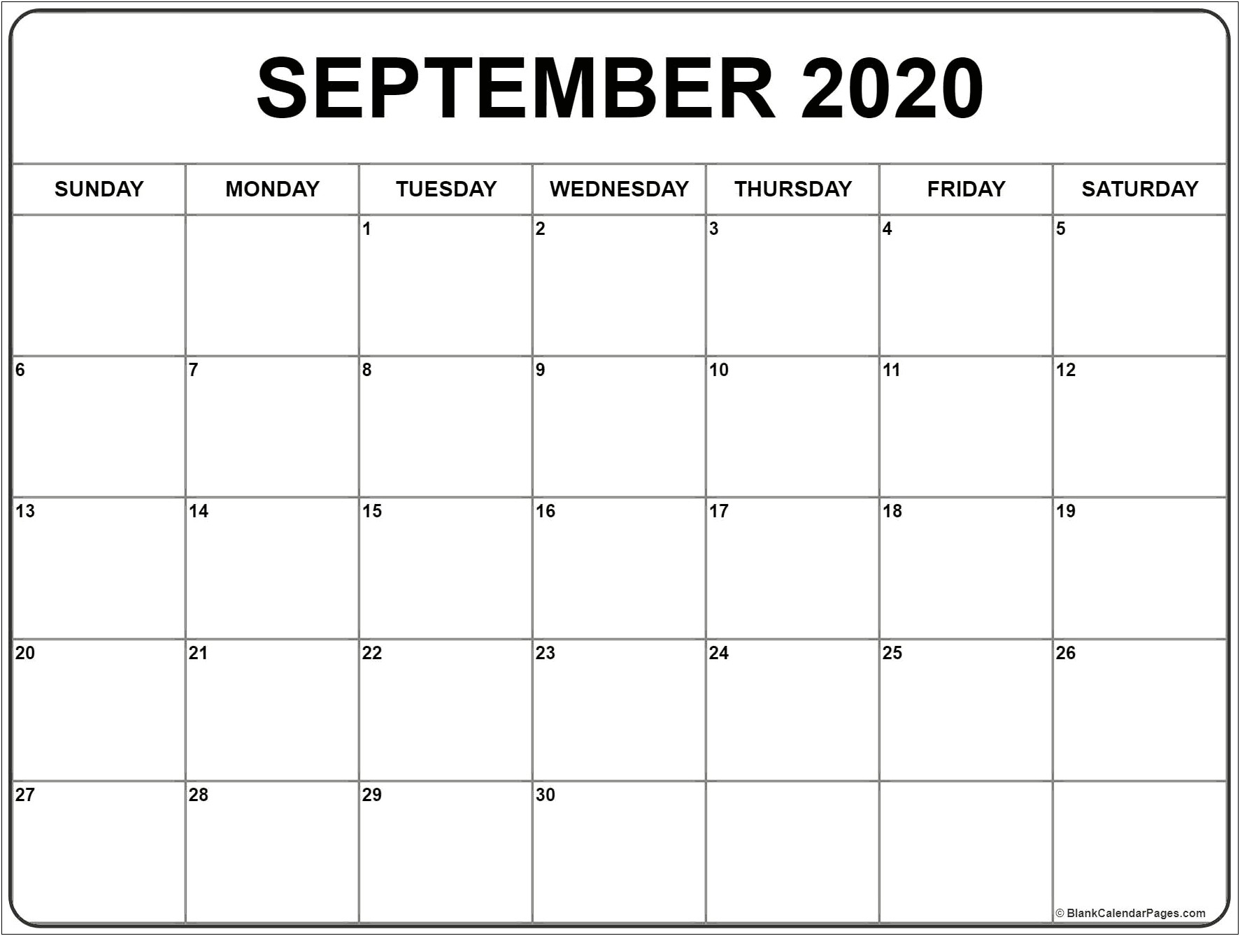 Printable Monthly 2020 Calendar Template Word
