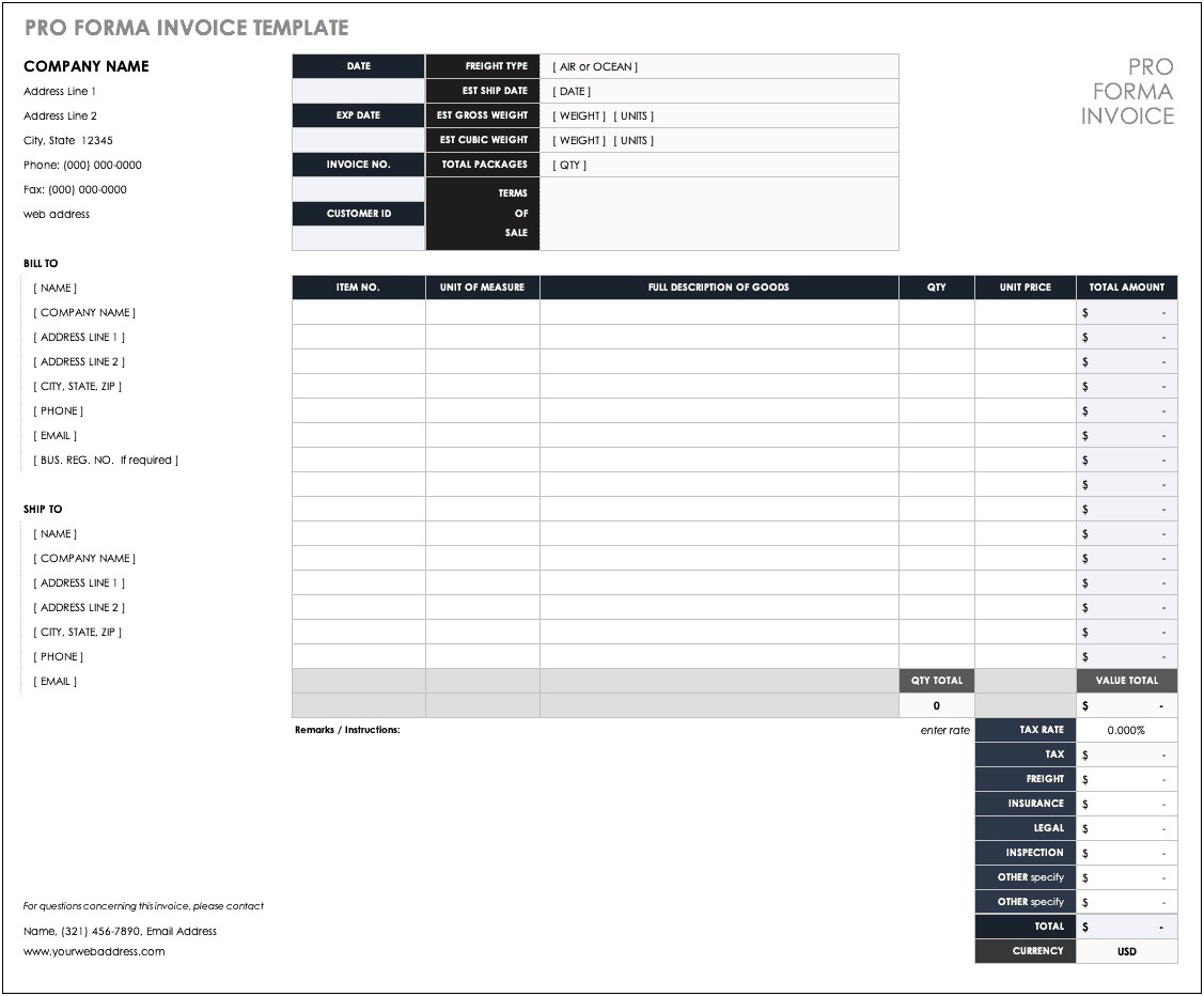 Pro Forma Income Statement Template Word