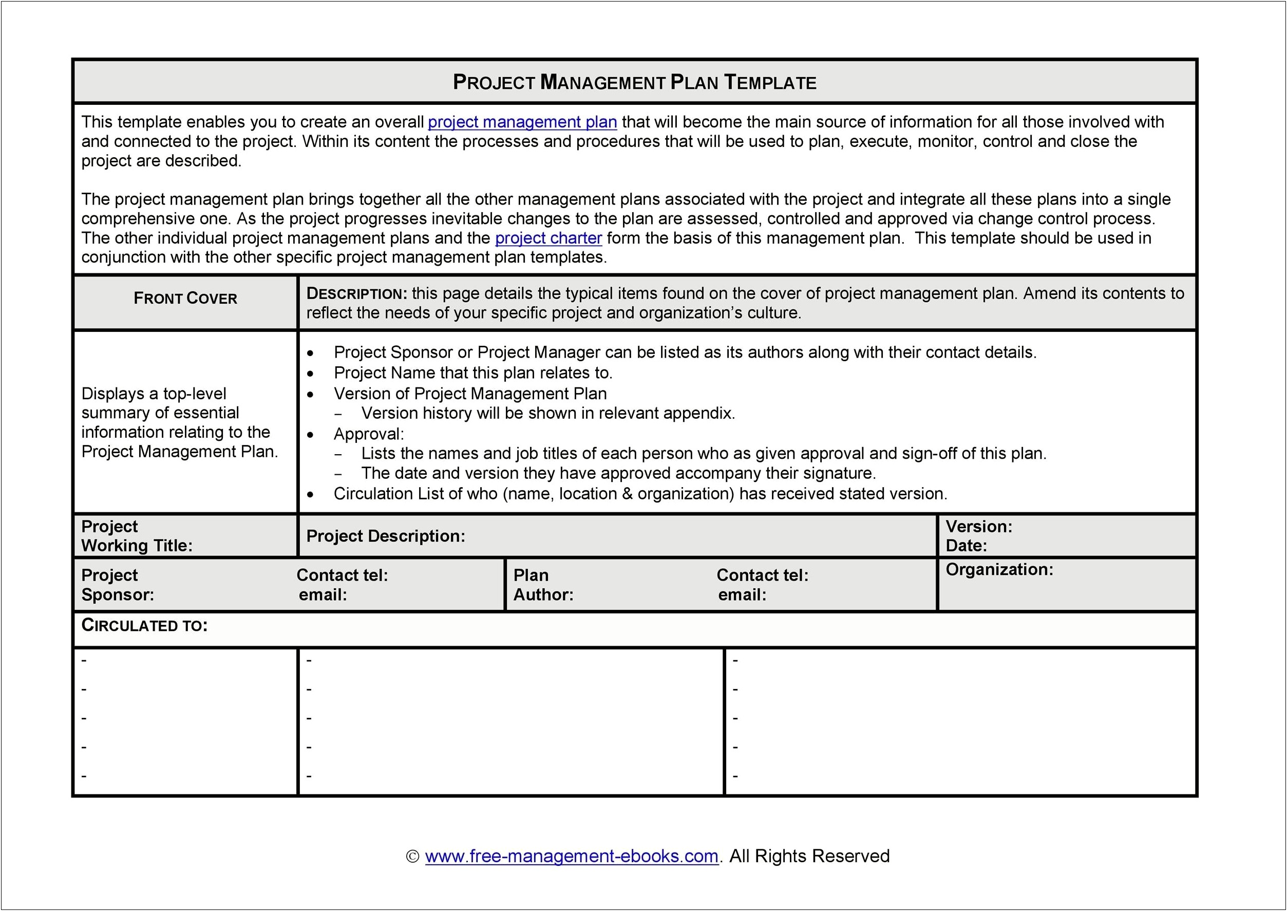 Project Management Plan Template Microsoft Word