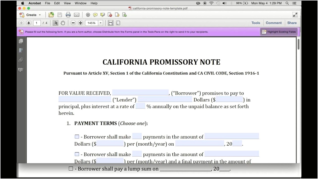 Promissory Note Template Word Document Uk