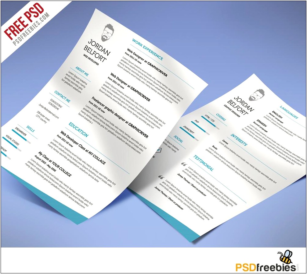 Psd Professional Cv Template Download Free