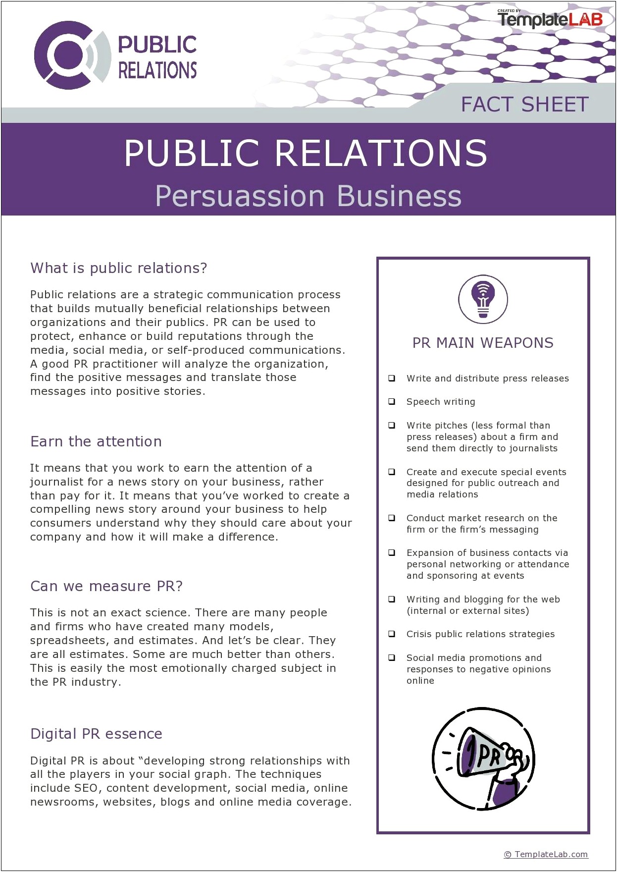 Publicity Fact Sheet Template Free Download