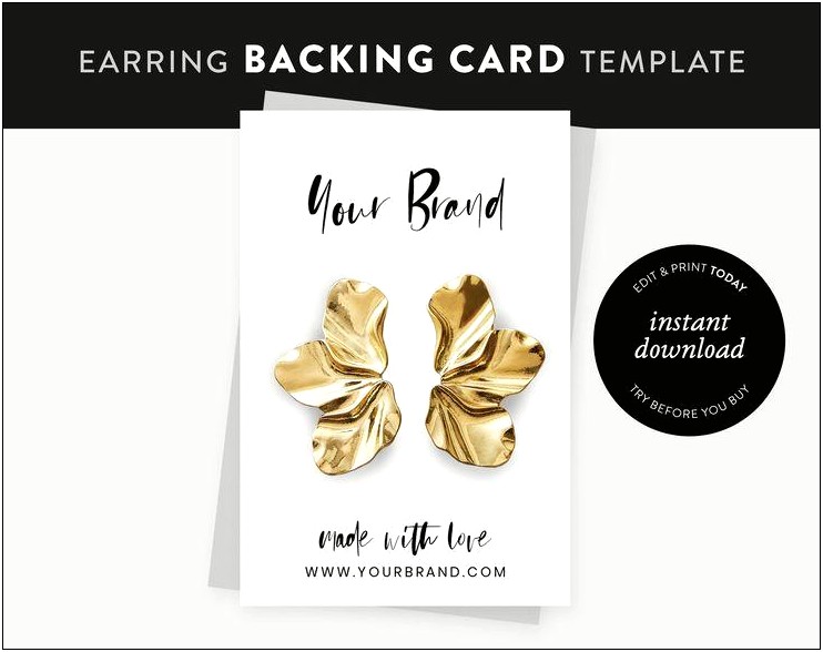 Punch For Earring Card Template Download
