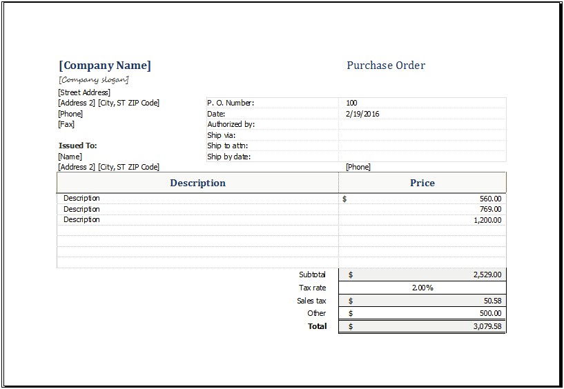 Purchase Requisition Form Template Free Download