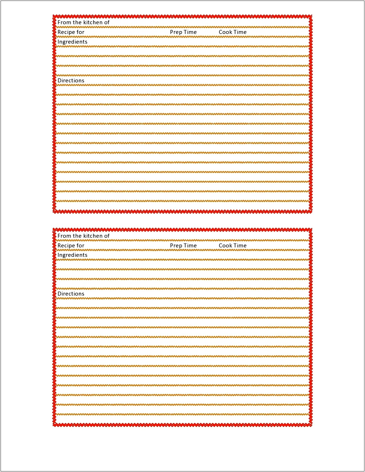 Recipe Template Full Page Free Download