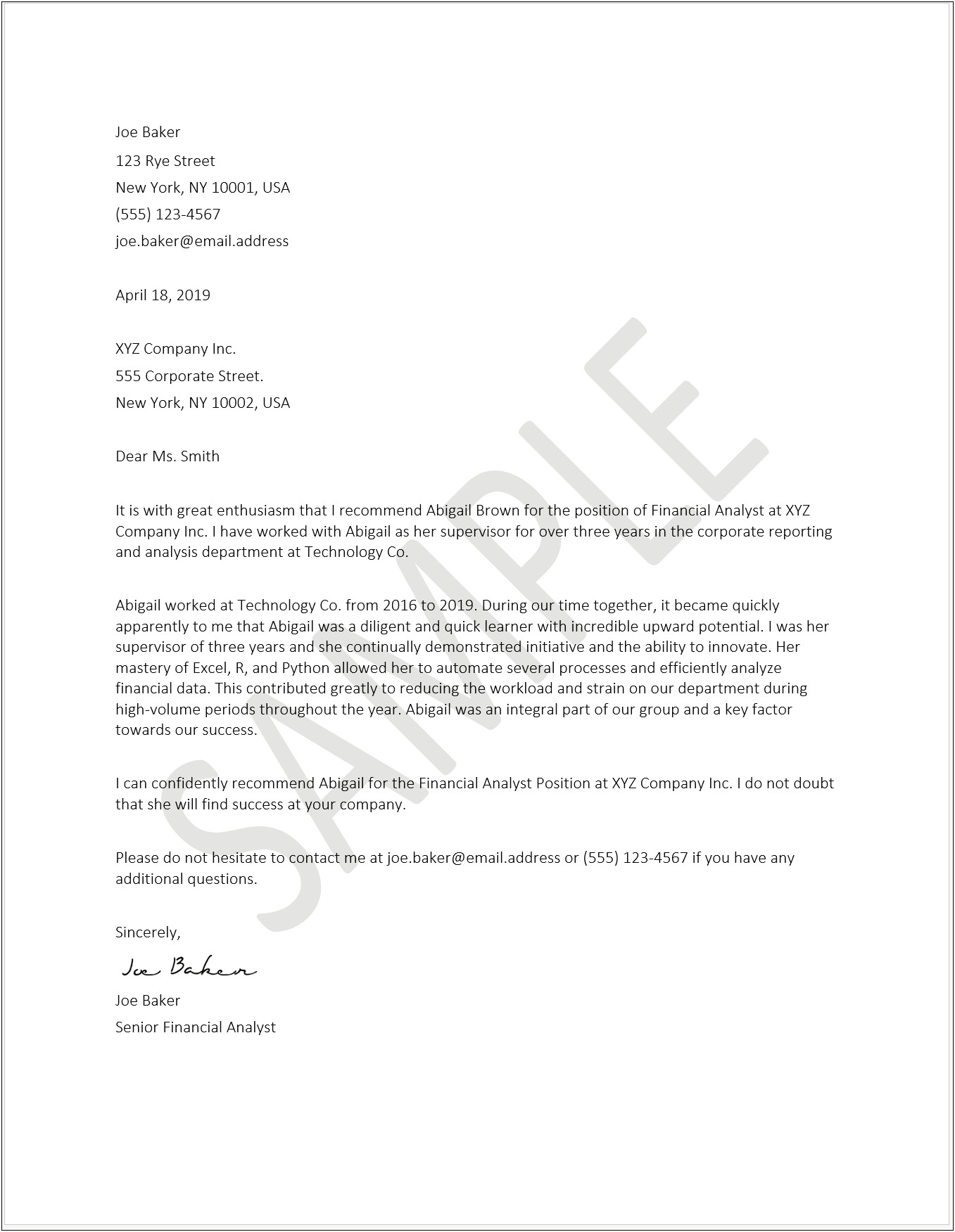 Reference Letter Template Word For Student