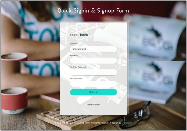 Registration Form Template Free Download W3layout