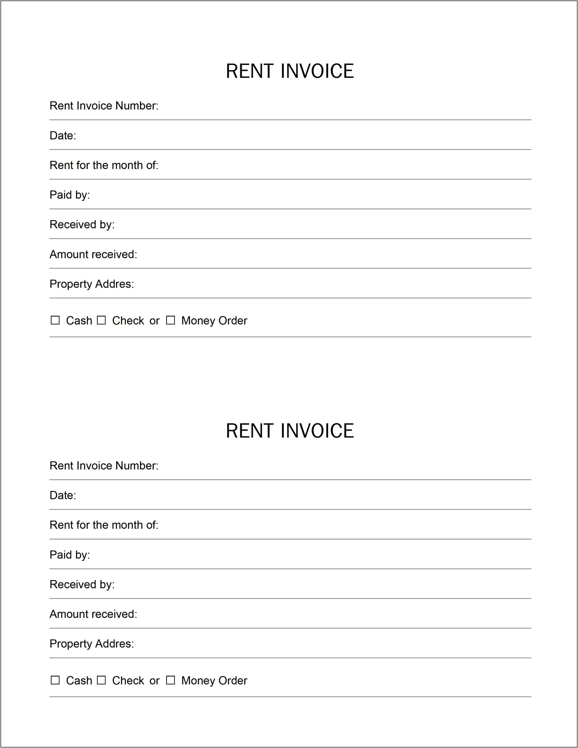 Rent Bill Template In Ms Word