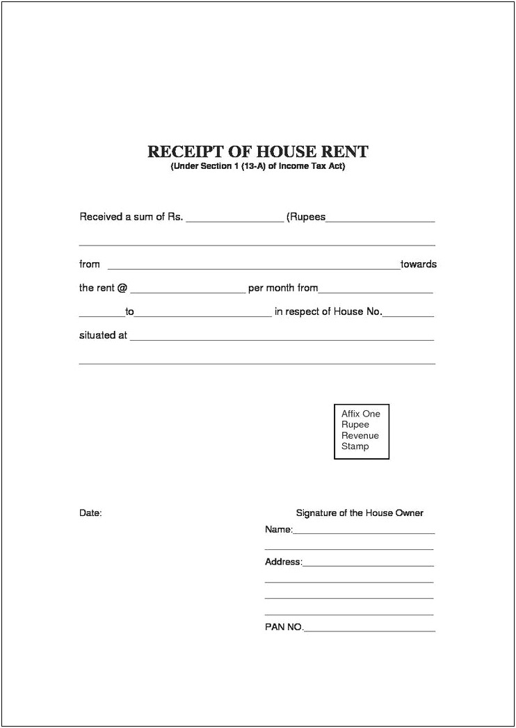 Rent Receipt Template Word Document Download