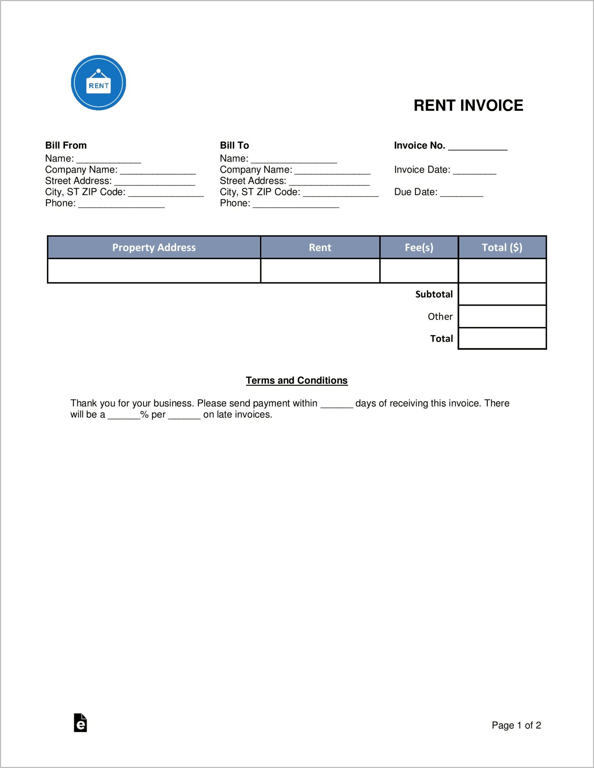 Rent Receipt Template Word Document India
