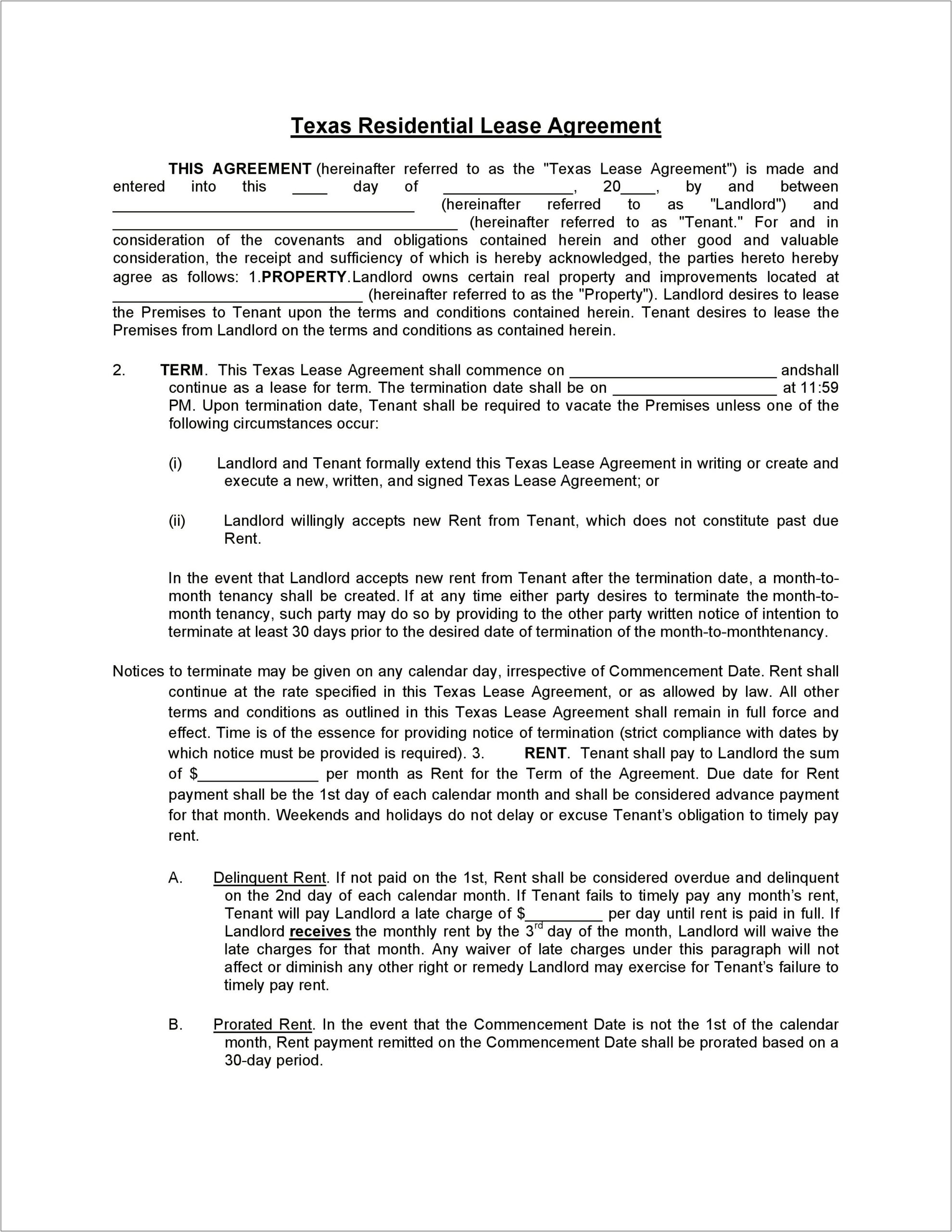 Rental Lease Agreement Word Template Download