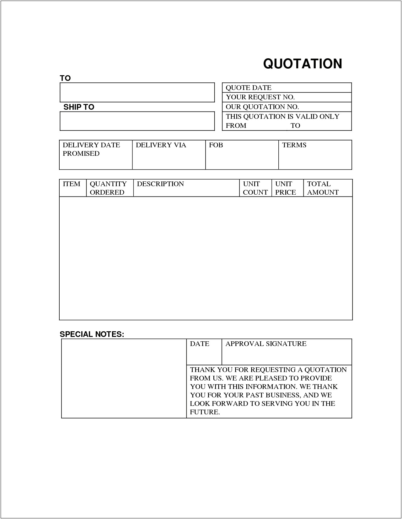 Request For Quotation Template Microsoft Word