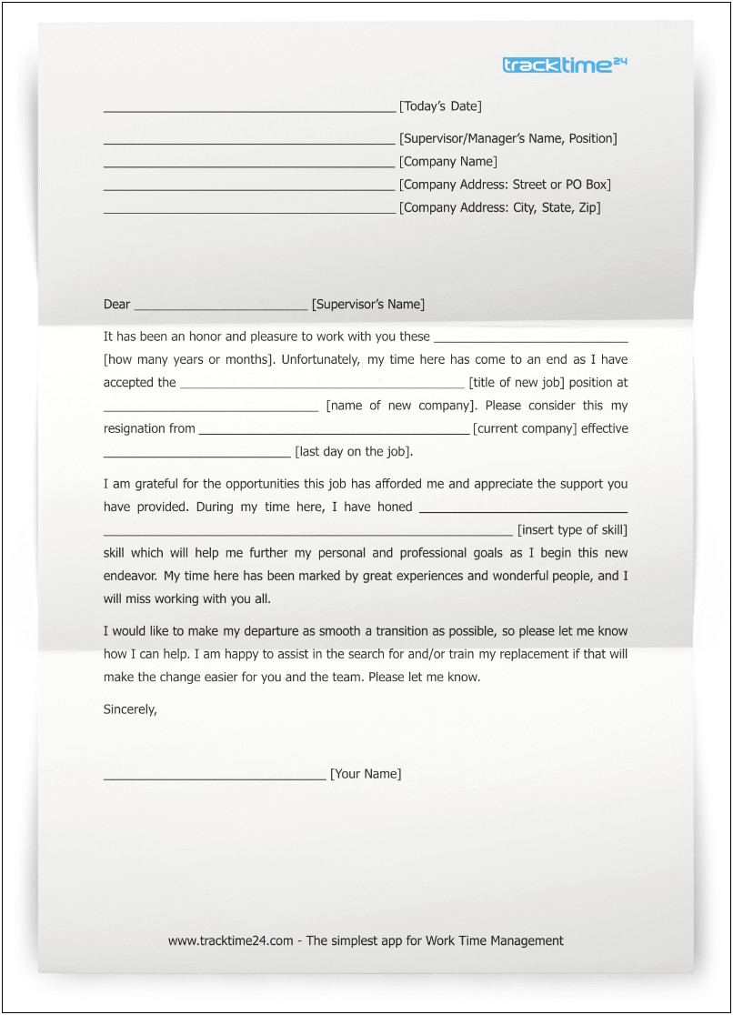Resignation Letter Template Word Free Download