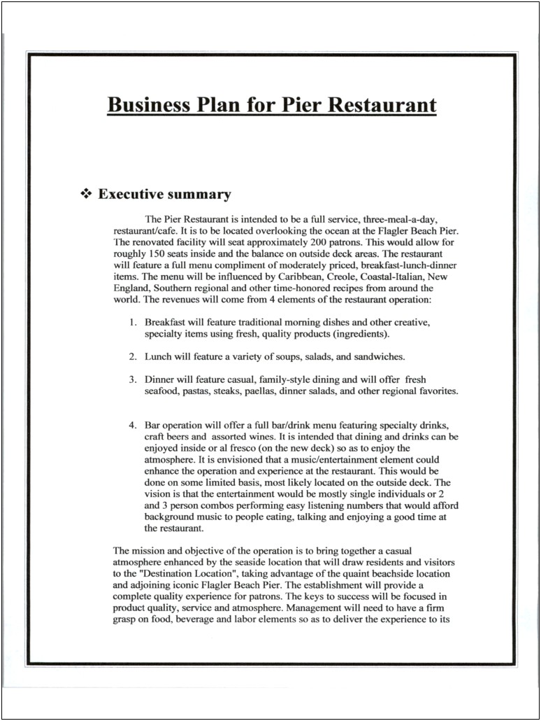 Restaurant Business Plan Free Template Download