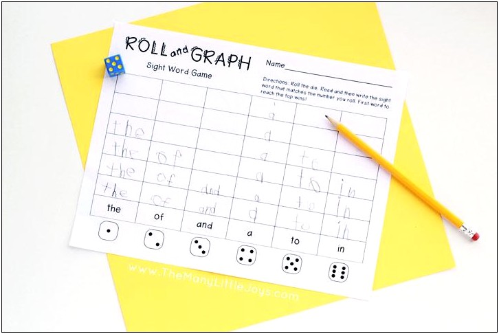 Roll And Write Sight Words Template