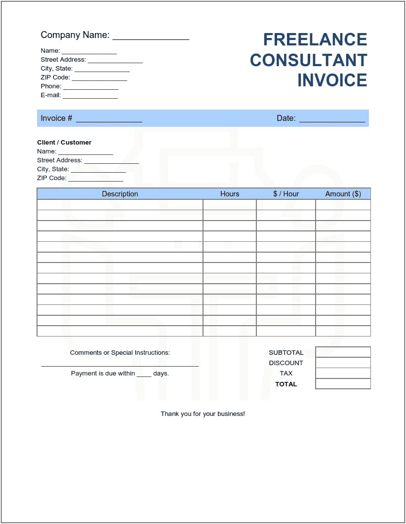 Sample Consulting Template Excel Download Free