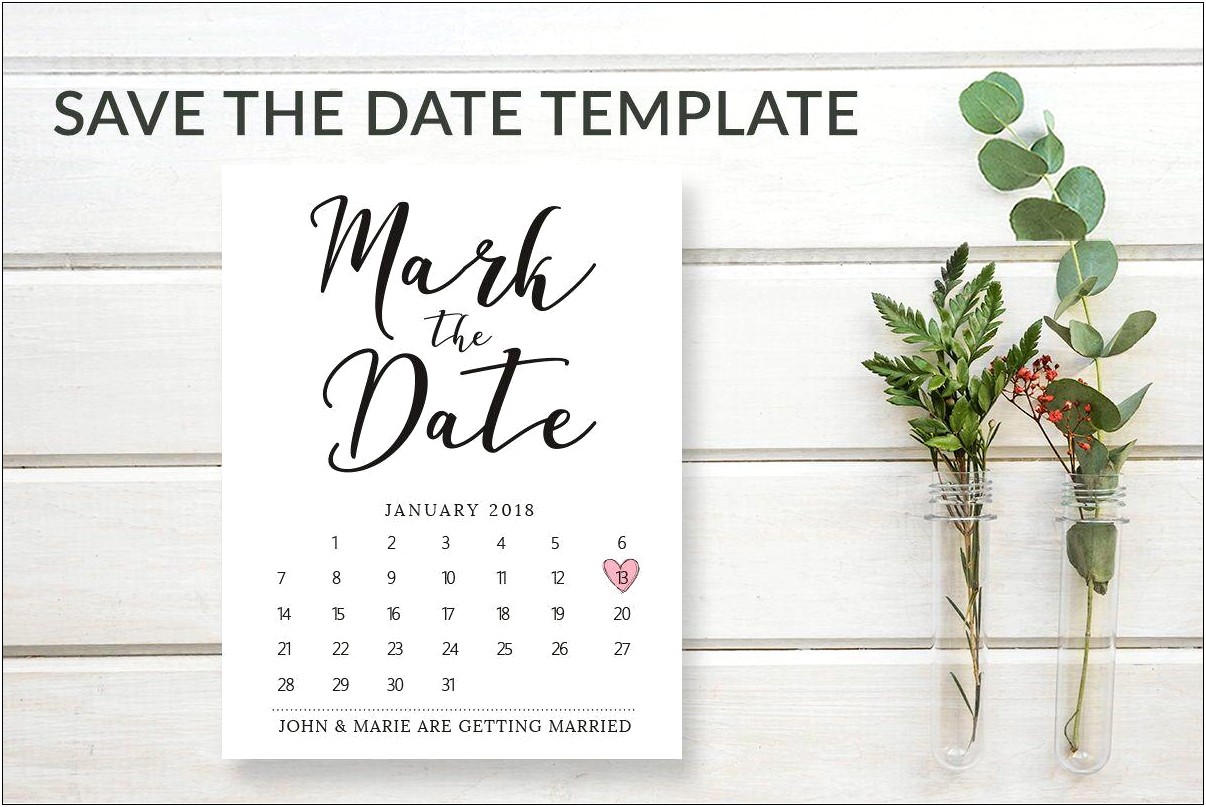 Save The Date Calendar Template Download