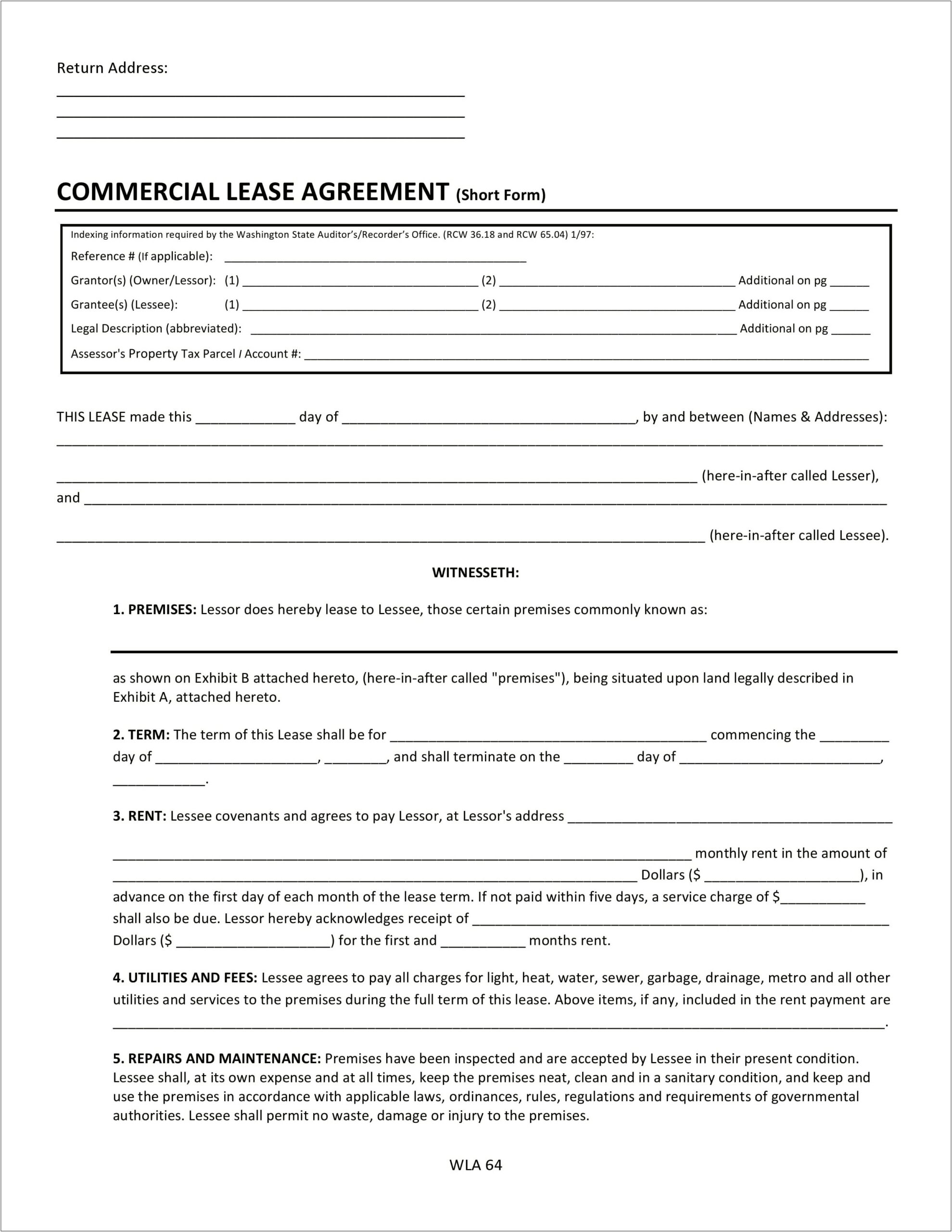 Sc Commercial Lease Agreement Template Word