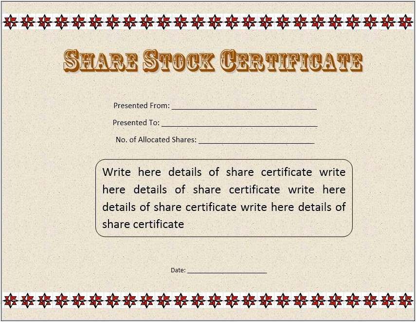 Share Certificate Template Free Download Uk