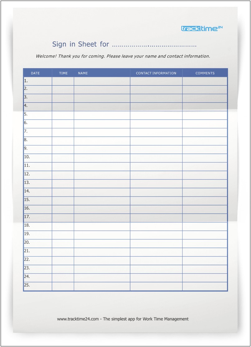 Sign In Sheet Template Word Doc