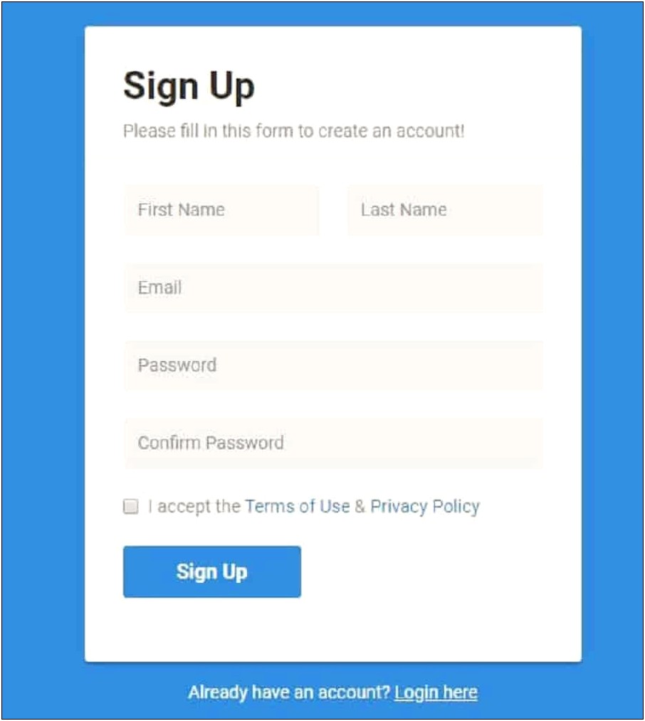 Sign Up Form Templates Free Download
