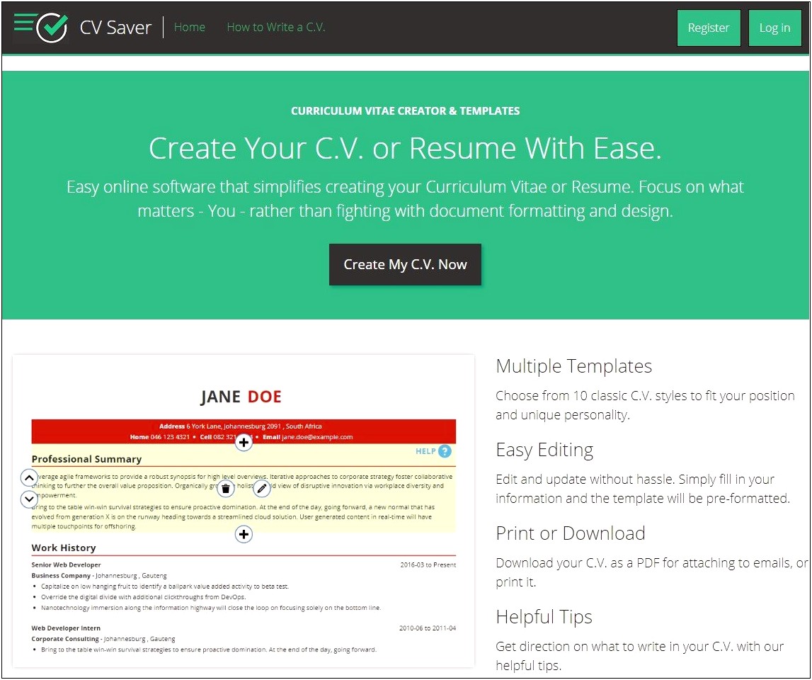 Simple Cv Template Download South Africa