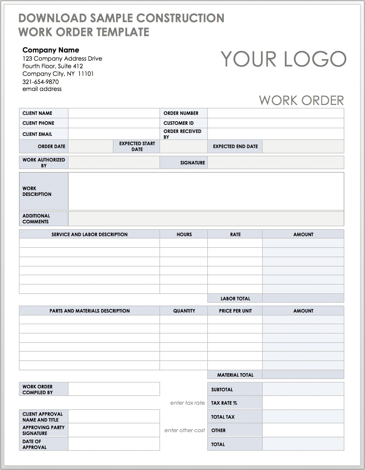 Simple Home Repair Contract Template Word