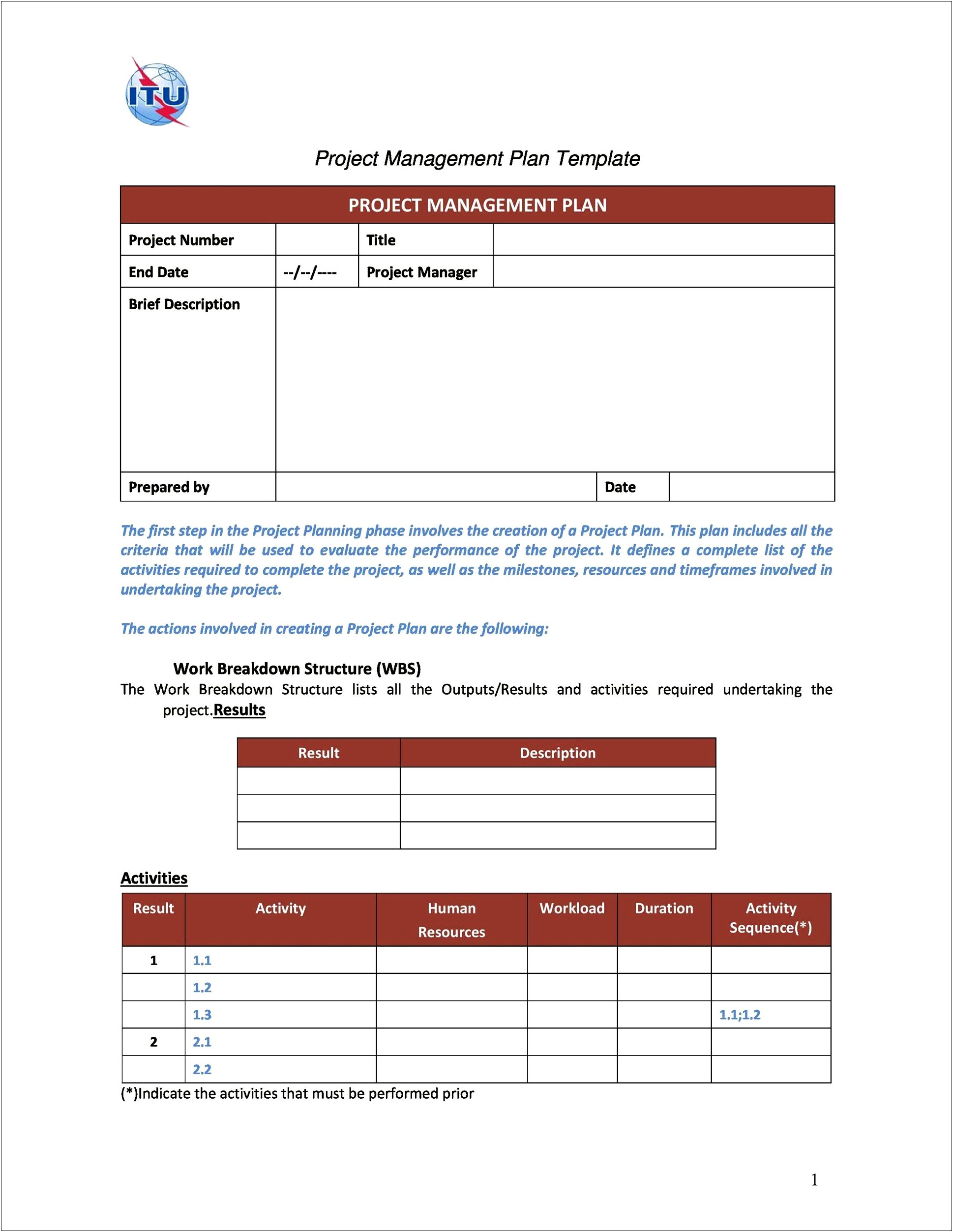 Simple Project Initiation Document Template Word