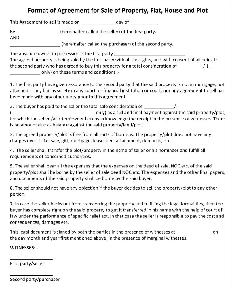 Simple Real Estate Purchase Agreement Template Word