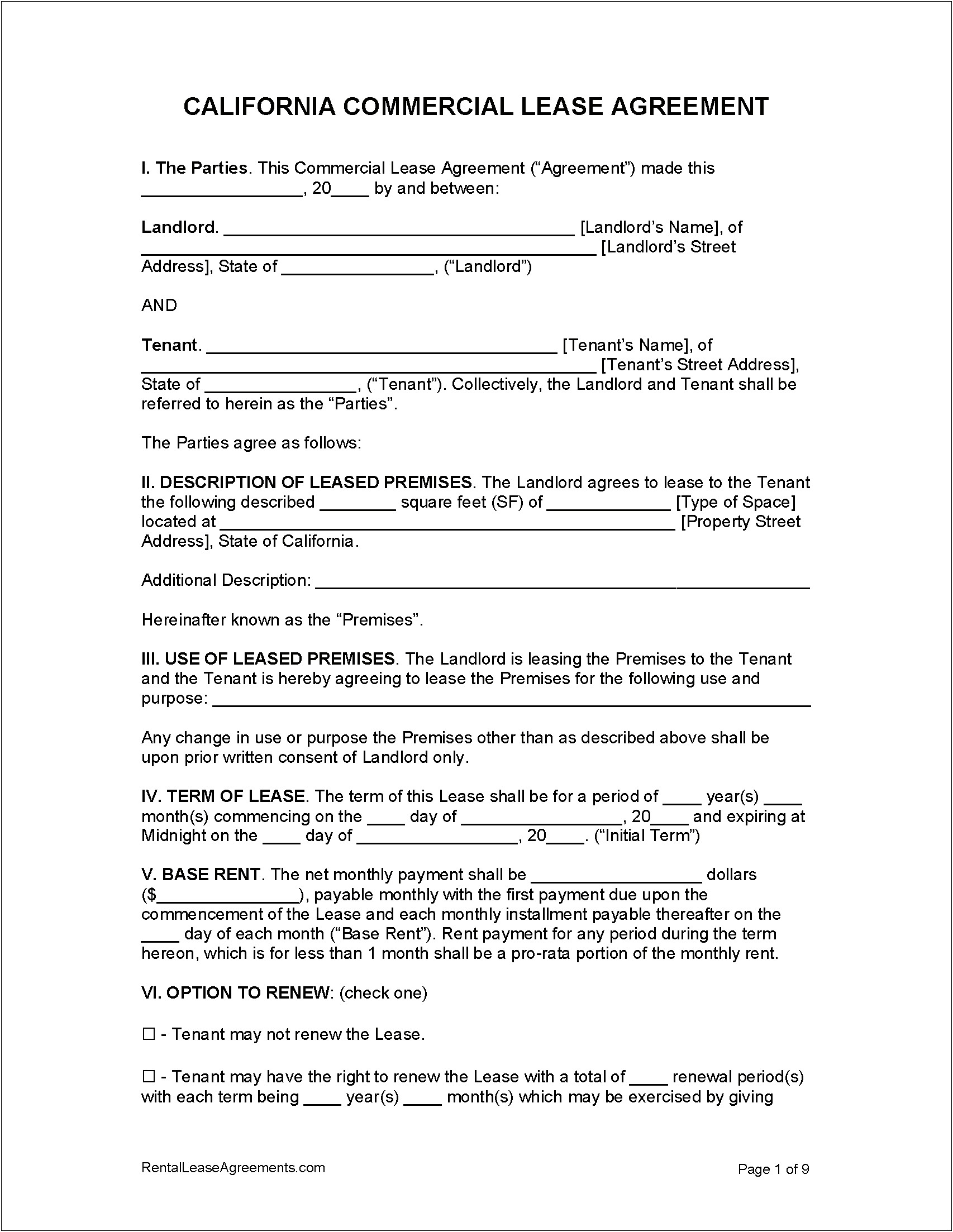 Simple Residential Lease Agreement Template Word