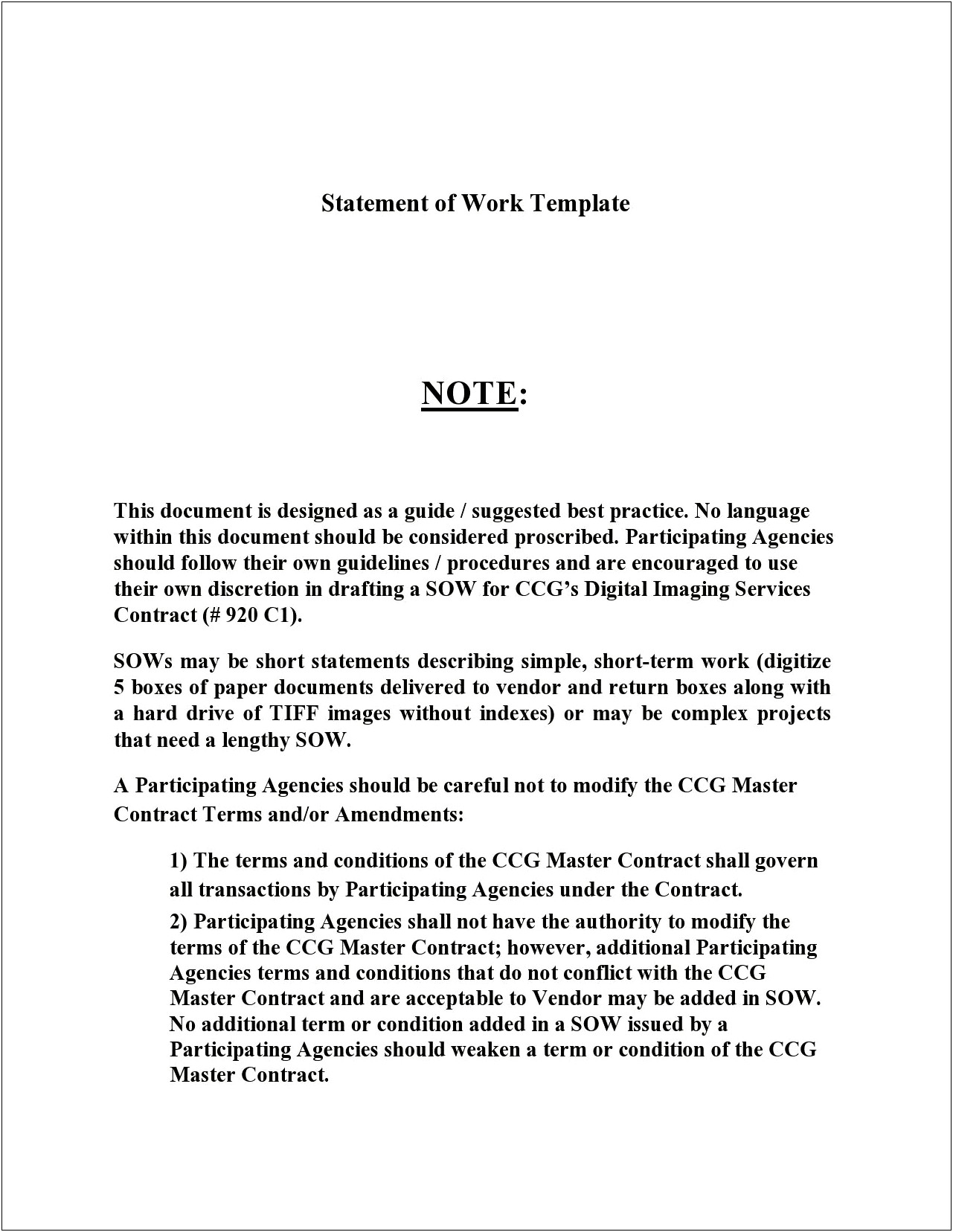 Simple Statement Of Work Template Word